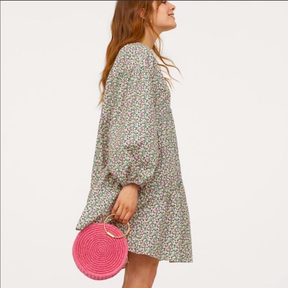 H&M Floral oversized A line Mini Full sleeve Dress - Picture 12 of 16
